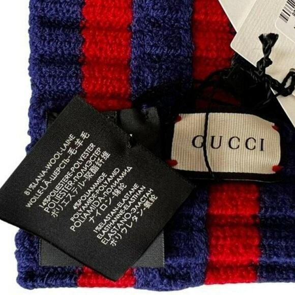 (LAST STOCK!!!) GUCCI Blue and Red Wool Headband w/ Tags and Box, M57 - Picture 6 of 10